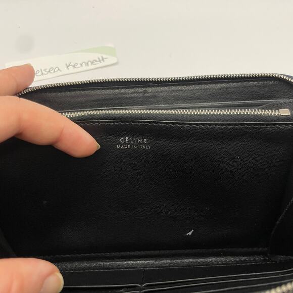 Celine Large Zip Around Wallet Multifuction Grained Calfskin Navy Blue - Picture 14 of 16